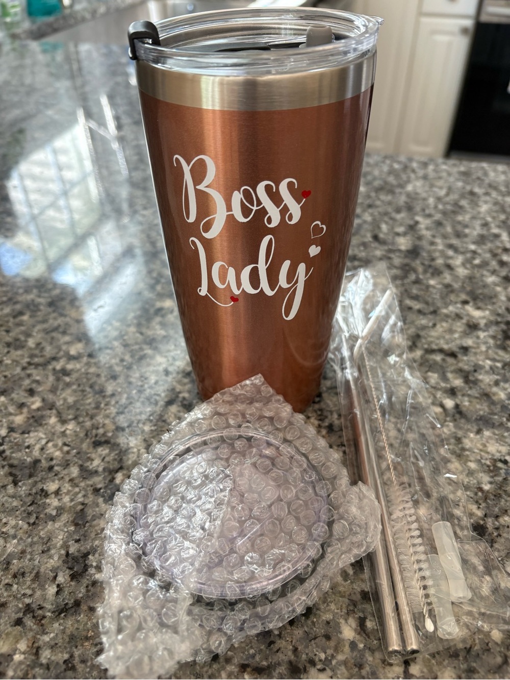 Boss Lady Copper Tumbler with Lid & Straws